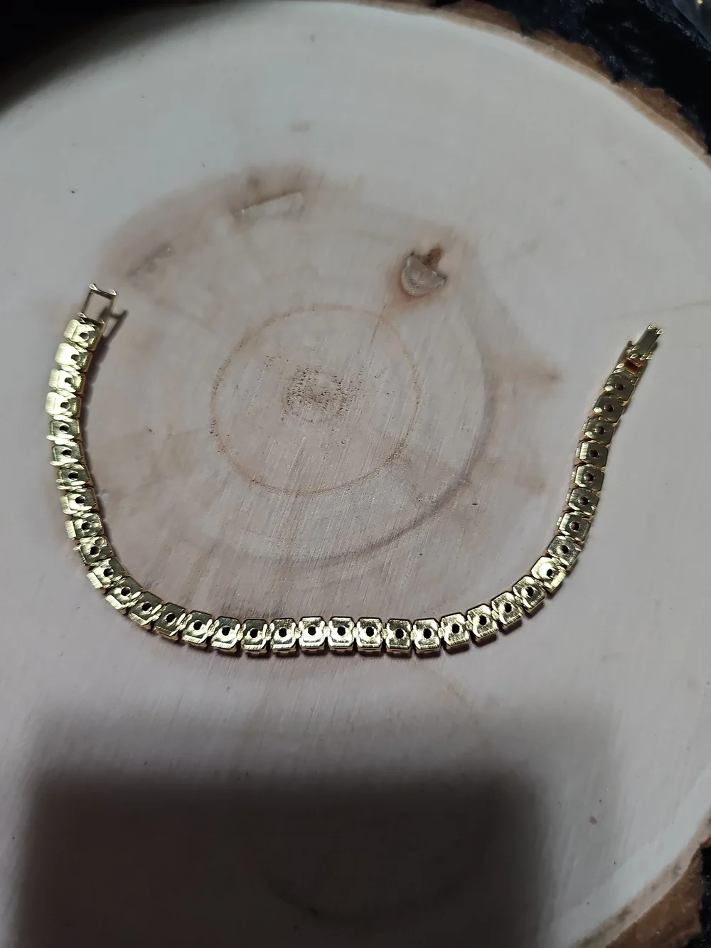 Gold Tennis Bracelet with Red Stones